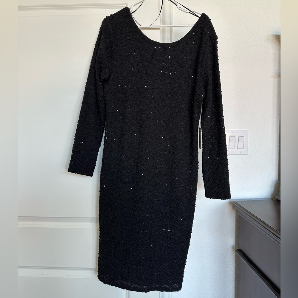 Jennifer Lopez Women’s Sequin Black Long Sleeve Dress NWT